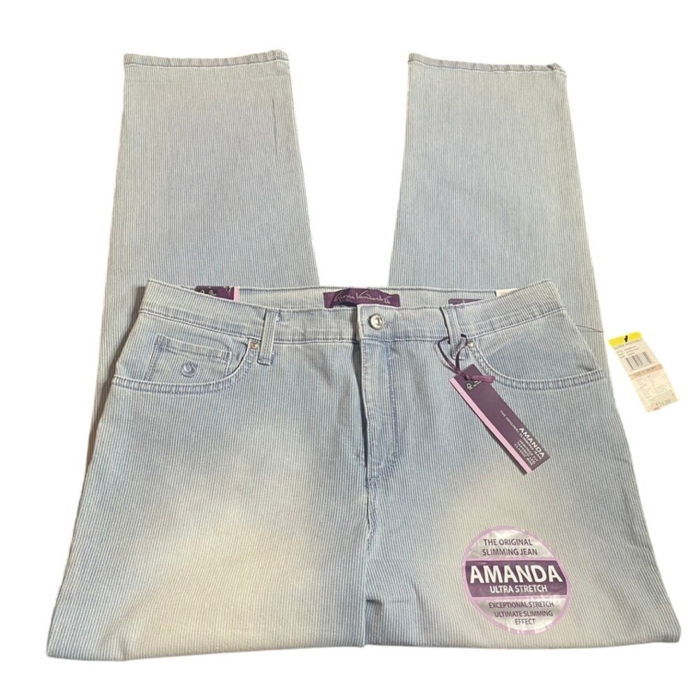 Gloria Vanderbilt Amanda Heritage Fit Tapered Leg Classic Rise Striped Jeans 12
